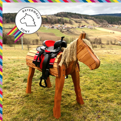 Holzpferd-Bayerwald-Pony-Western-Sattel-rot