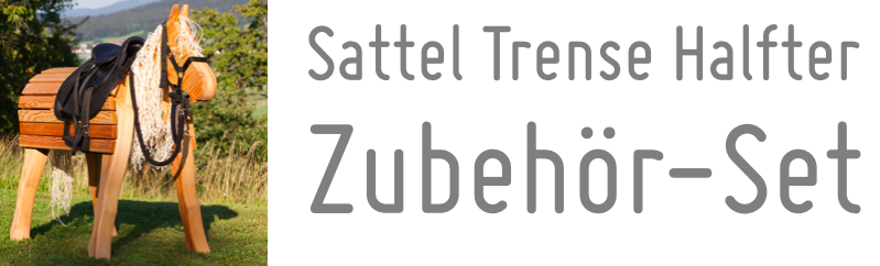 Holzpferd-Zubehor-Sattel-Halfter-Zugel-Putzburste-Trense-komplett
